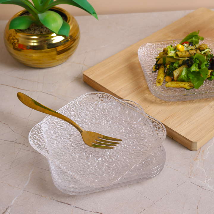 Frosted Texture Glass Plate Set - Set of 6