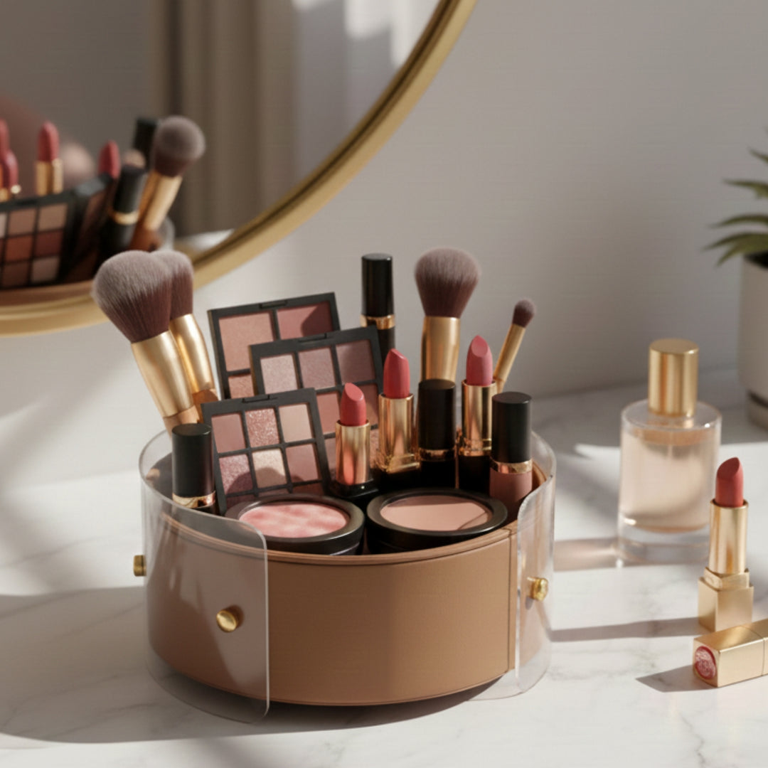 Luxury Round Organiser Storage Box With Lid