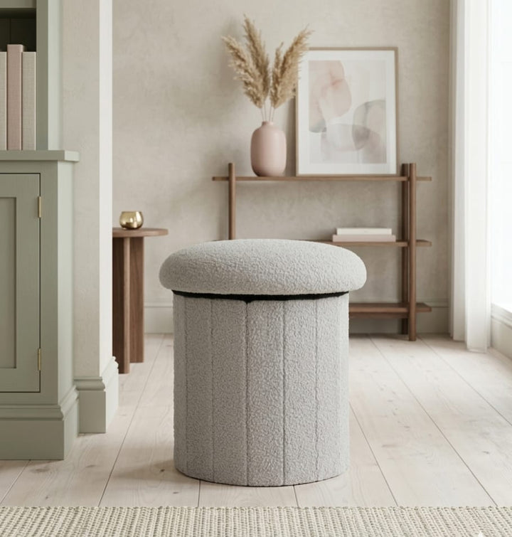 Modern Grey Mushroom Shaped Pouffe with Hidden Storage