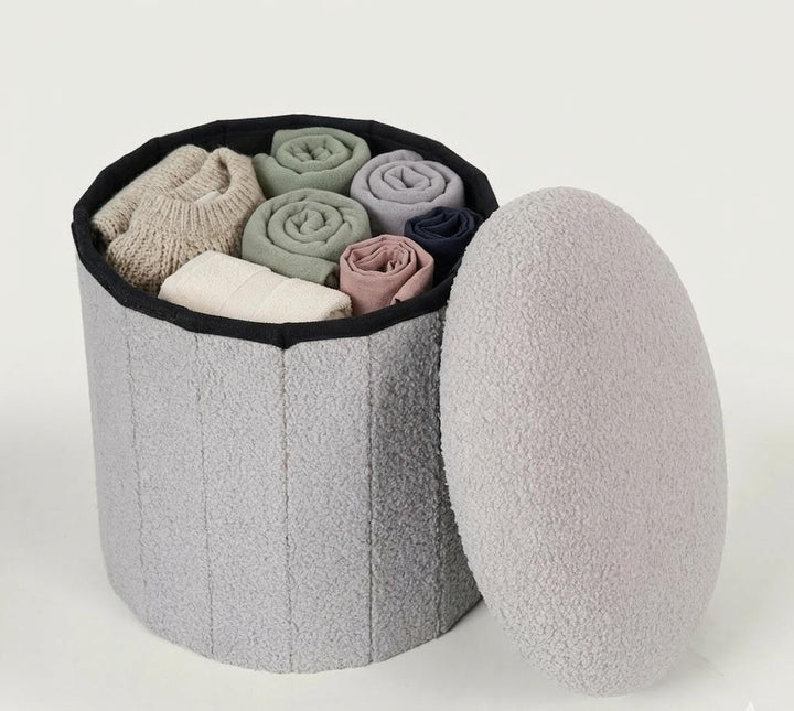 Modern Grey Mushroom Shaped Pouffe with Hidden Storage