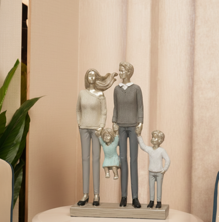 Modern Family of Four Figurine - Parents & Two Children