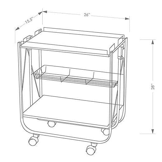 WOODEN FOLDABLE SERVICE TROLLEY WITH METAL FRAME