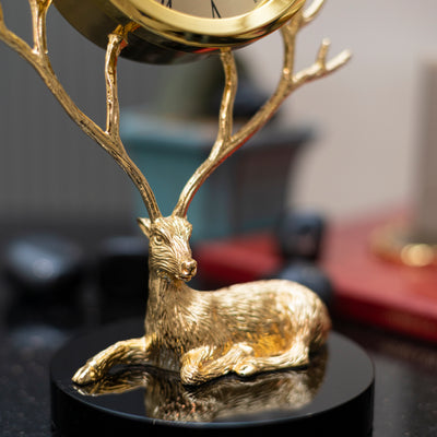 Gold deer with clock by Home 360