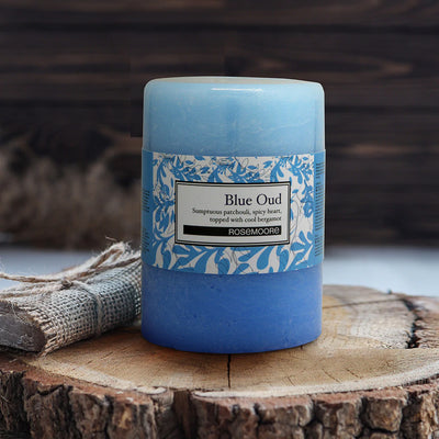 Scented Pillar Candle ( Blue Oud)