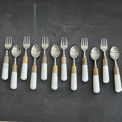 Chalky Wood Cutlery Set (Set of 12)