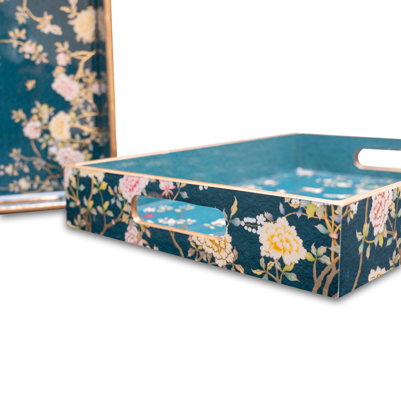 Teal and gold multipurpose trays by Home 360