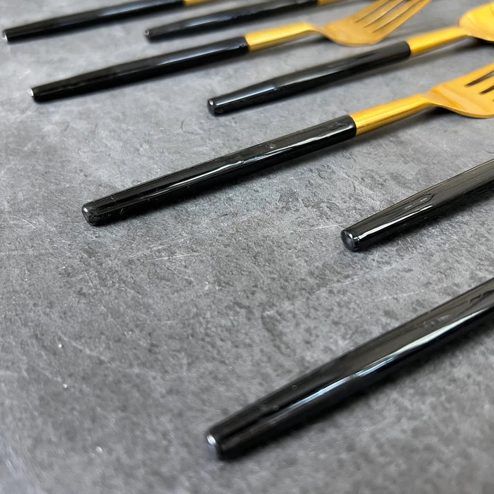 Jet Black Glimmer - Cutlery Set of 12