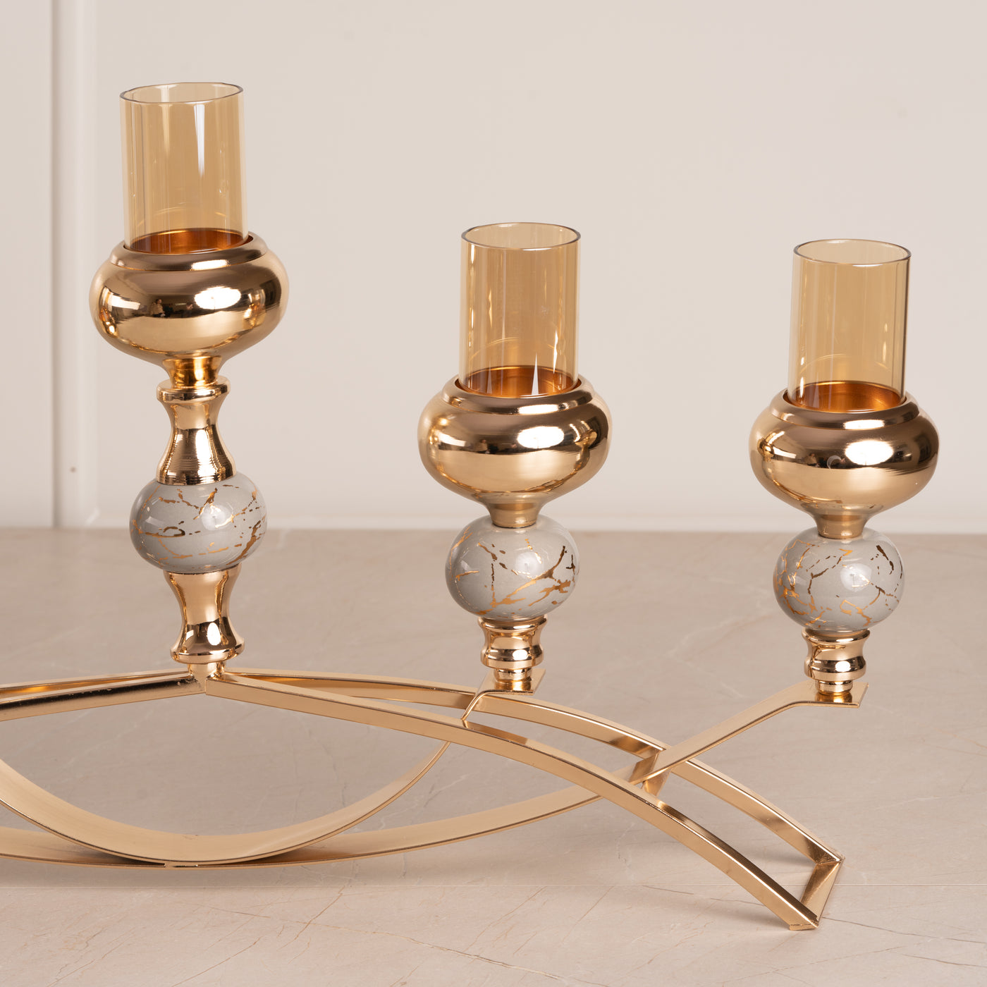 Bulb Mosaic Double Arc Candle Stand