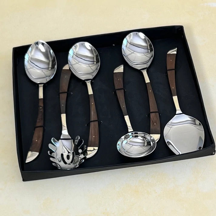 Curled Wood - Serving Spoon Set of 6
