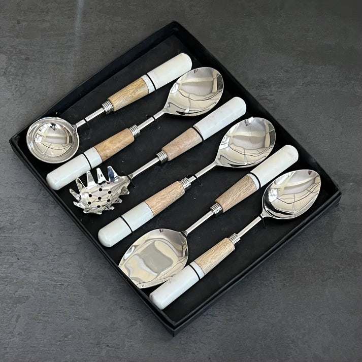 Chalky Wood Serving Spoon (Set of 6)