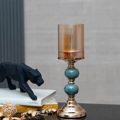 Gold and teal candle stand by Home 360