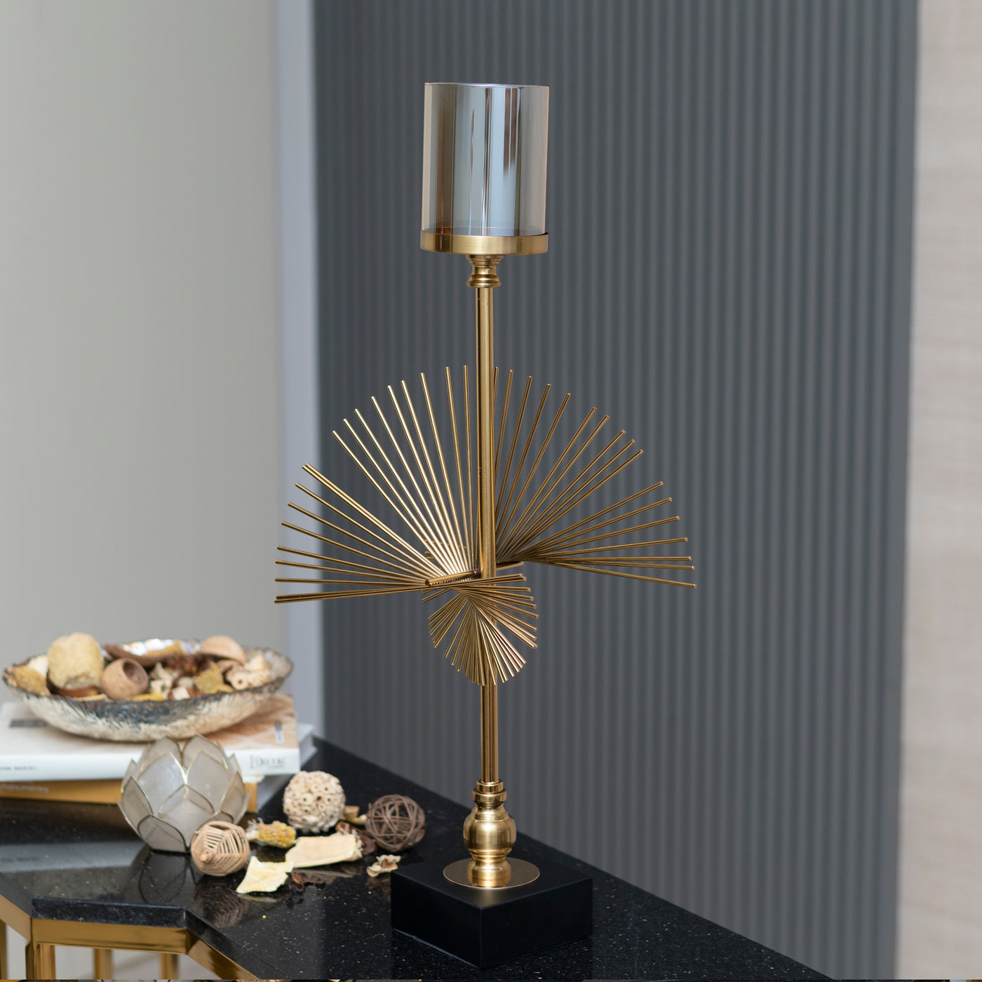 Gold decorative candle stand by Home 360