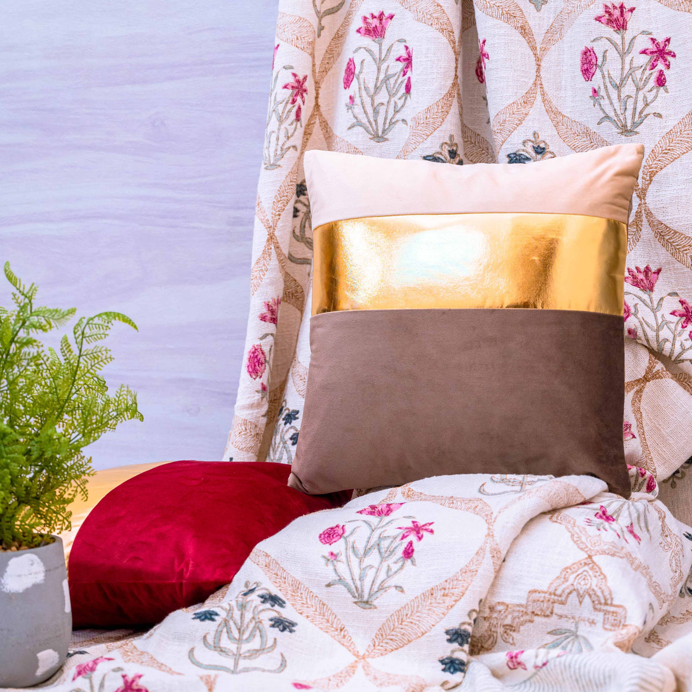 Brown and gold cushion covers by Home 360