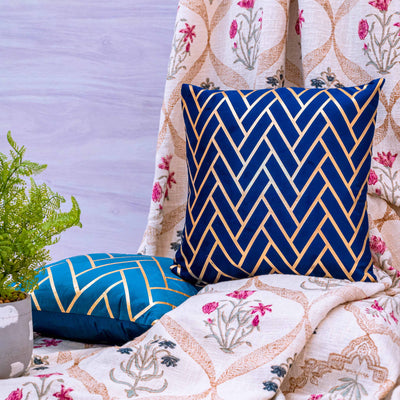 Navy blue and gold cushion cover by Home 360
