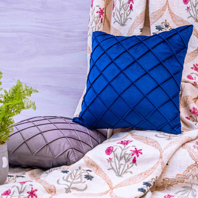 Indigo blue textured cushion cover by Home 360