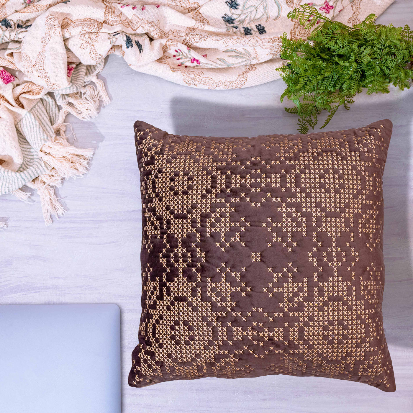 Brown cushion cover by Home 360