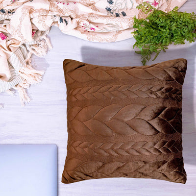 Brown textured cushion cover by Home 360