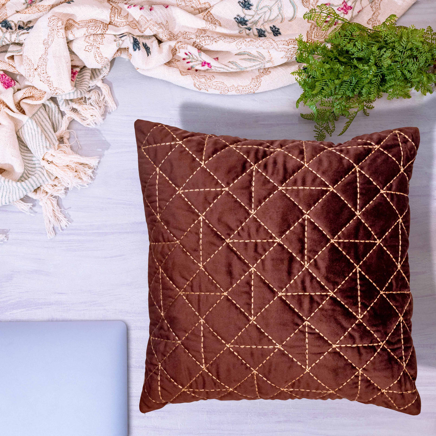 Brown cushion cover by Home 360