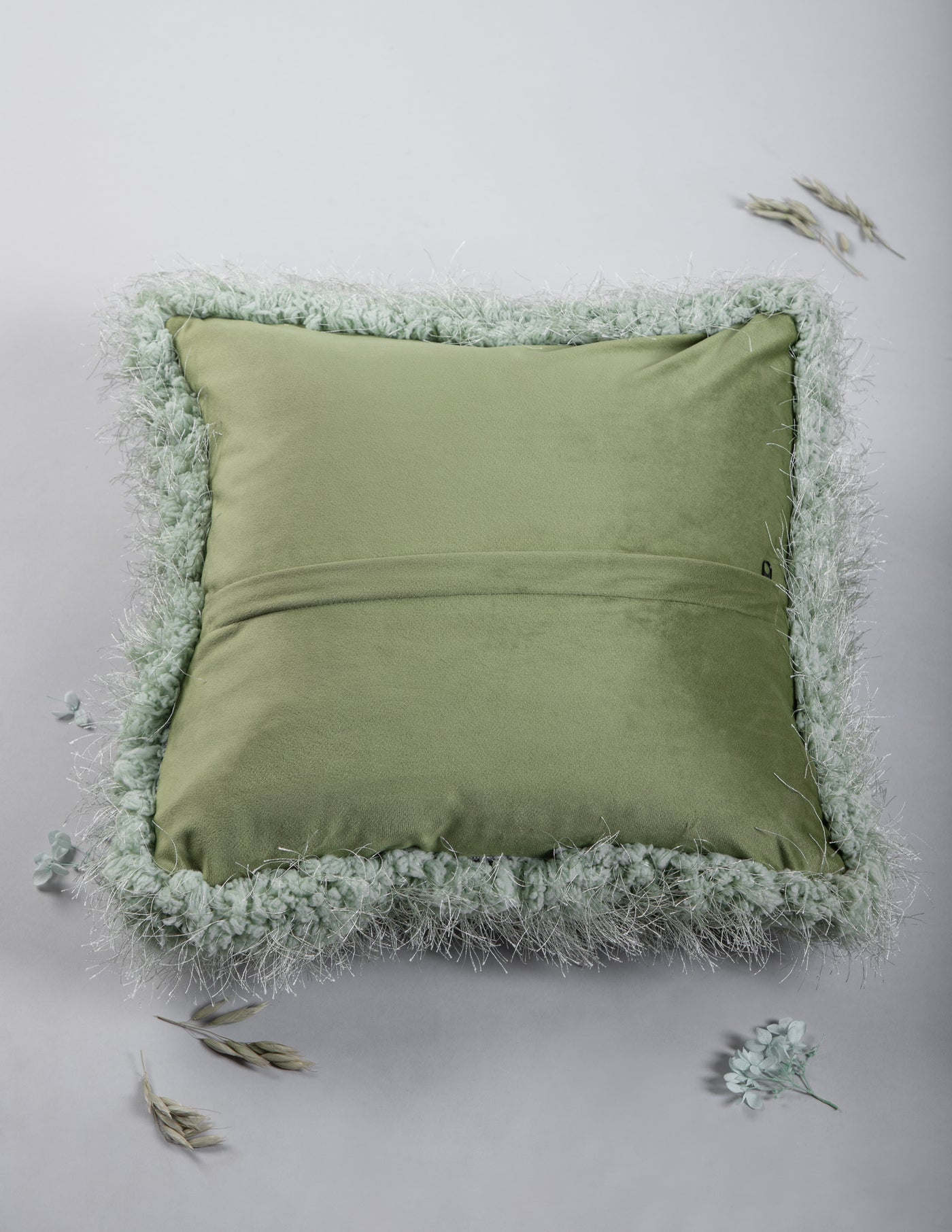 SAGE GREEN FAUX FUR CUSHION COVERS (SET OF 2)