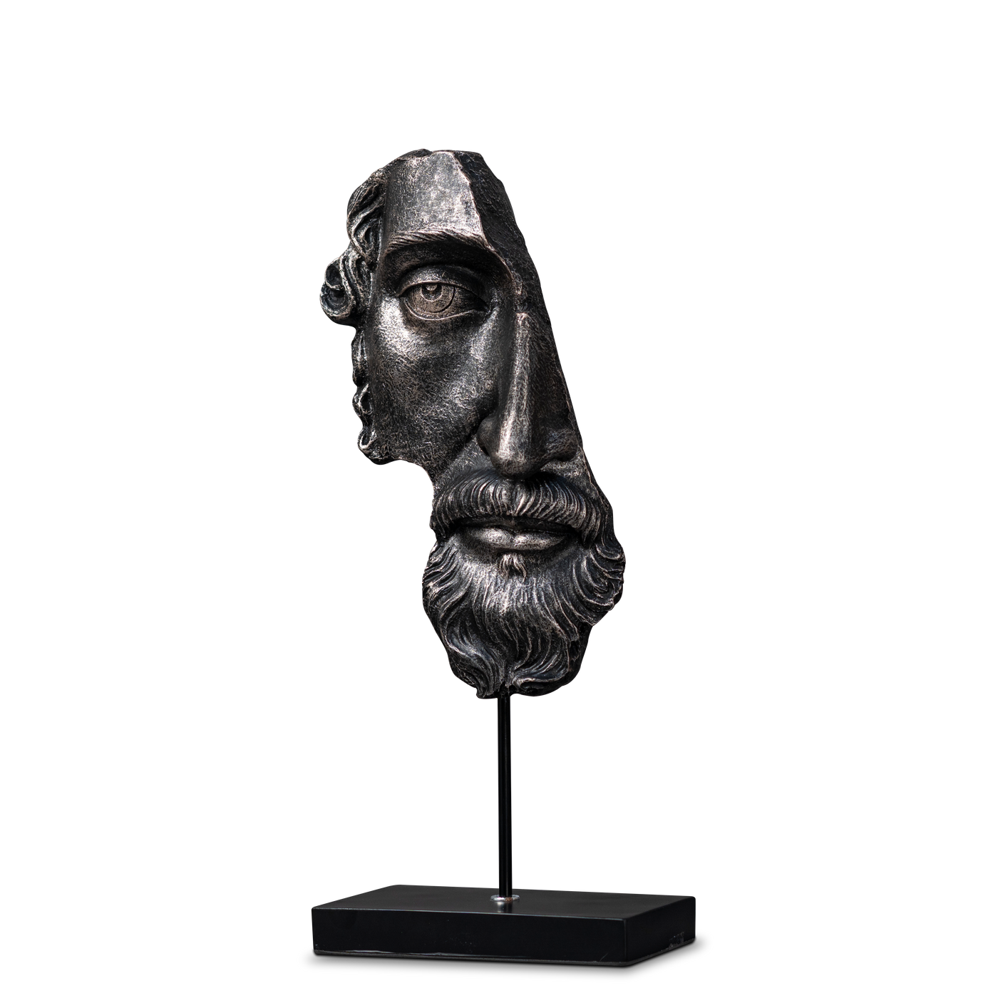 Black metal colored face statue by Home 360