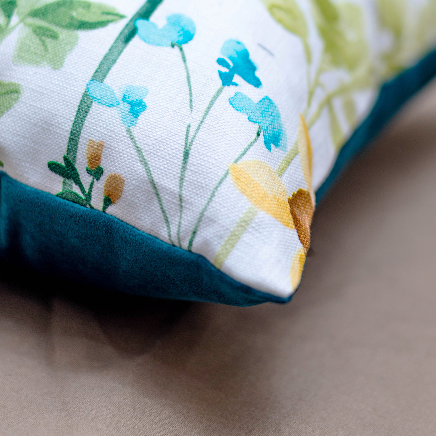 Teal floriate elegance Cushion Covers (Set of 2)