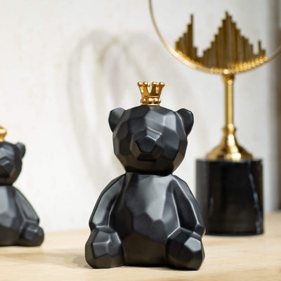 Black and gold teddy bear statue by Home 360