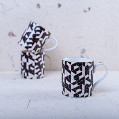 Geometric patterned mugs by Home 360