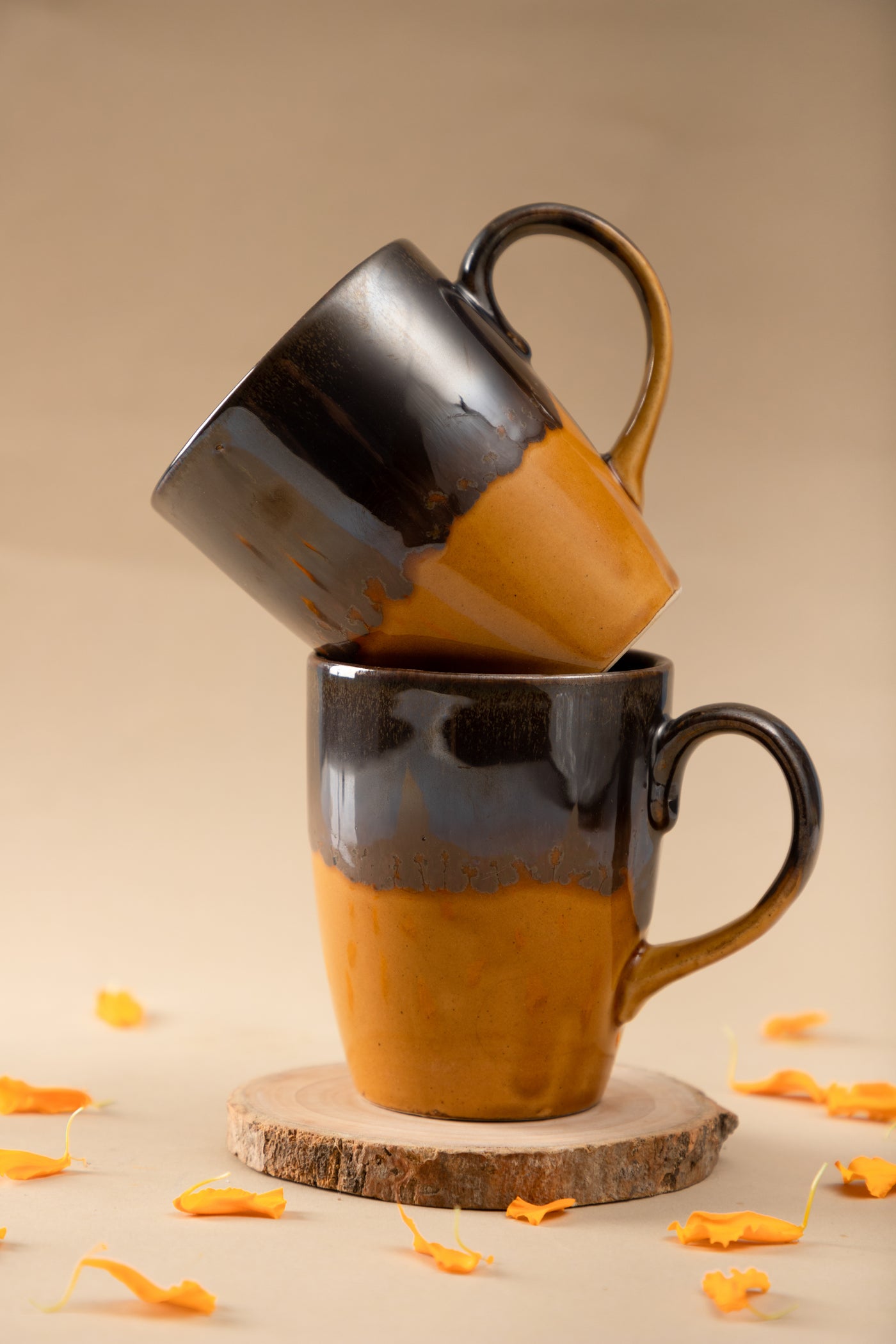 Amber Marigold Coffee Mugs (Set of 2)
