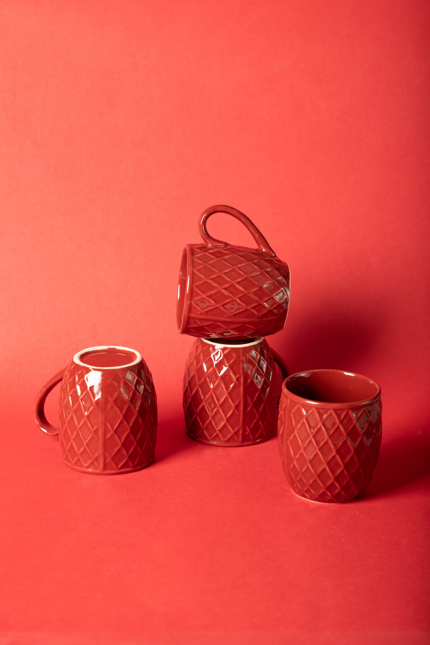 Cherry Diamond Mugs (Set of 4)