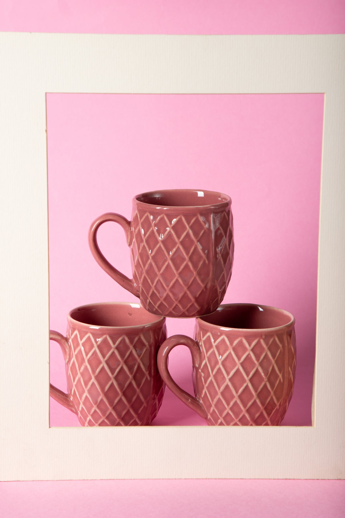 Fuchsia Diamond Mugs (Set of 4)