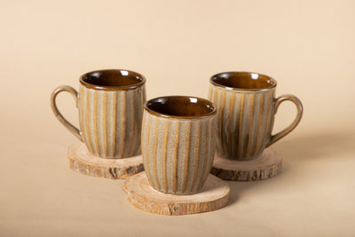 Brown Bean Embossed Cups (Set of 4)