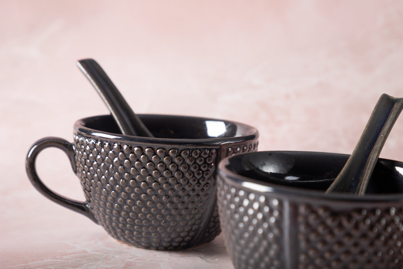 Graphite Bindi Soup Bowls & Spoons (Set of 2)